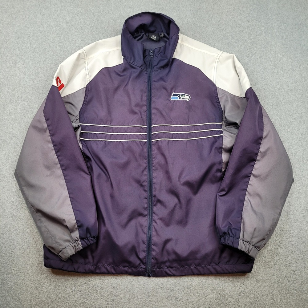 Seattle Seahawks Windbreaker Jacket Mens‎ Large Purple Reebok NFL Team Apparel